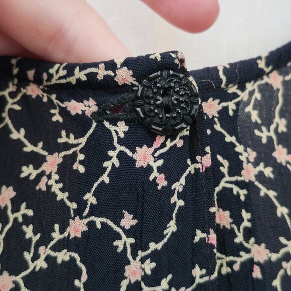 Vintage 1990's Black Floral Rayon Maxi Dress by Putumayo - Picture 5 of 13